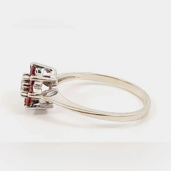 Ruby and Diamond ring 14k solid white gold genuine gems - Picture 6 of 7